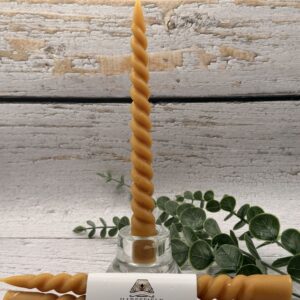 Pair of Pure Beeswax Twisted Taper Candles
